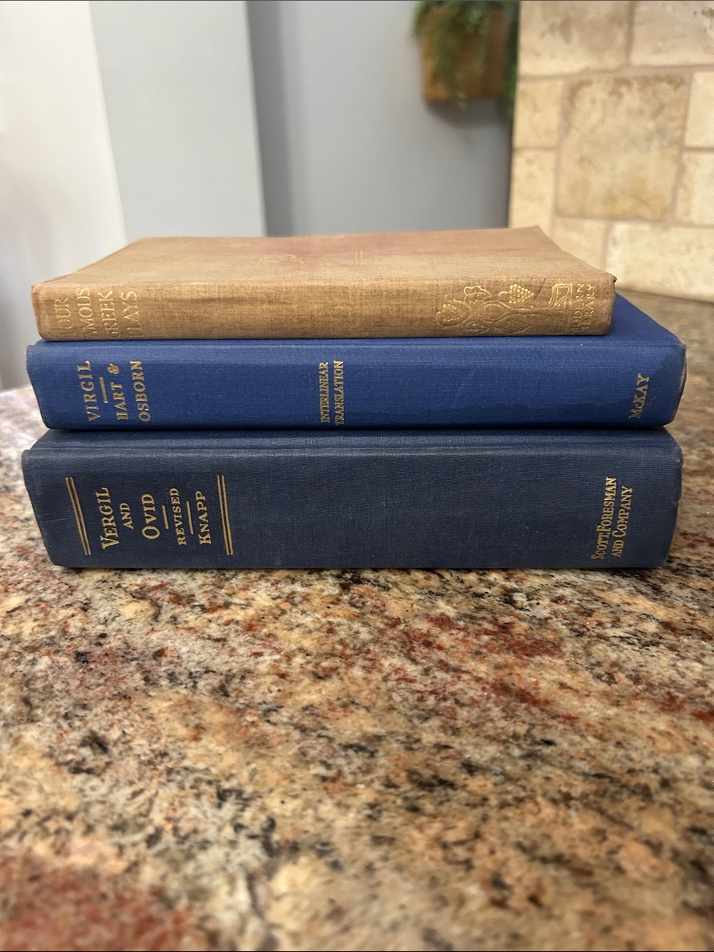 Greek/Latin Set of 3 Vintage Hardback Books in Blue and Brown
